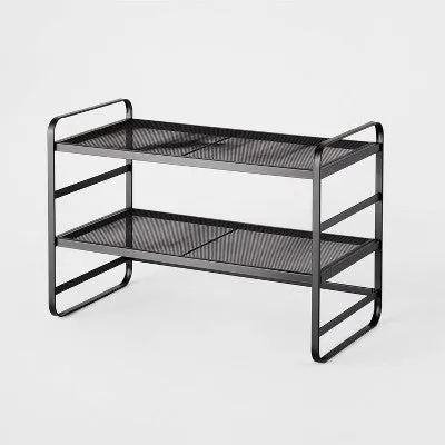 2 Tier Shoe Rack Black Metal Mesh - Brightroom