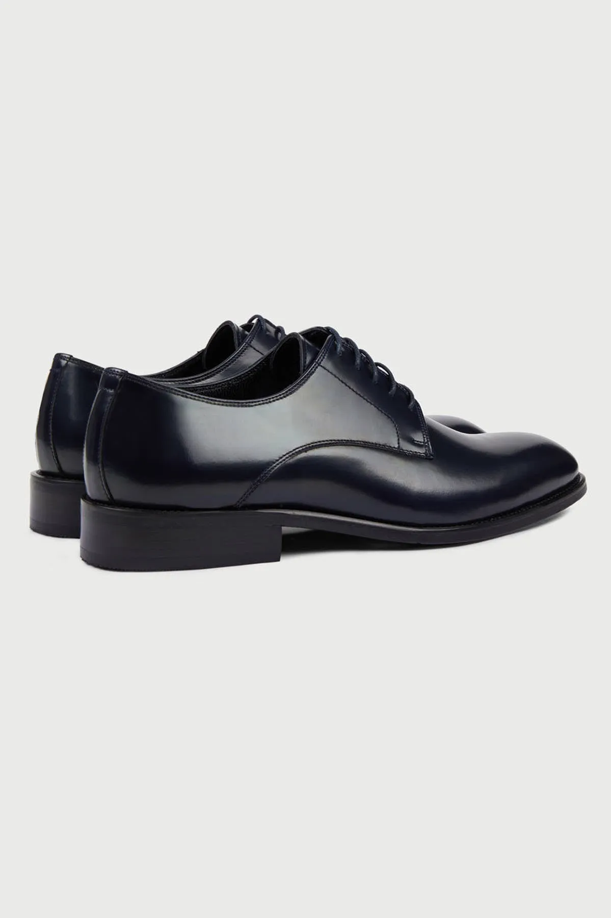 Black Classic Lace-Up Shoes in 100% Genuine Leather, Navy A