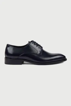 Black Classic Lace-Up Shoes in 100% Genuine Leather, Navy A