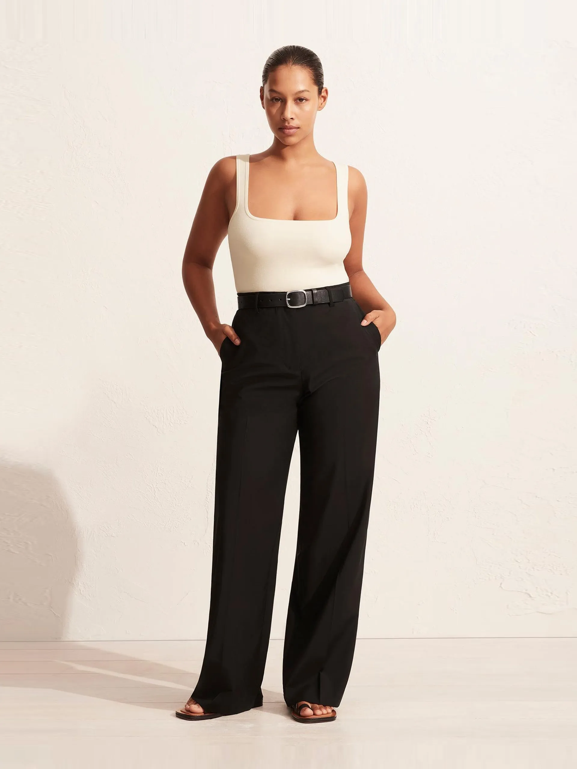 Black relaxed tailored trousers