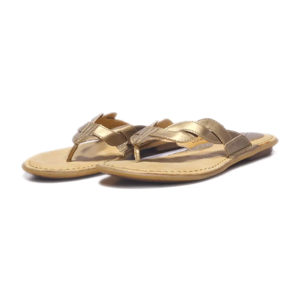 B.O.C Flat Sandals Leather Gold Colour For Women