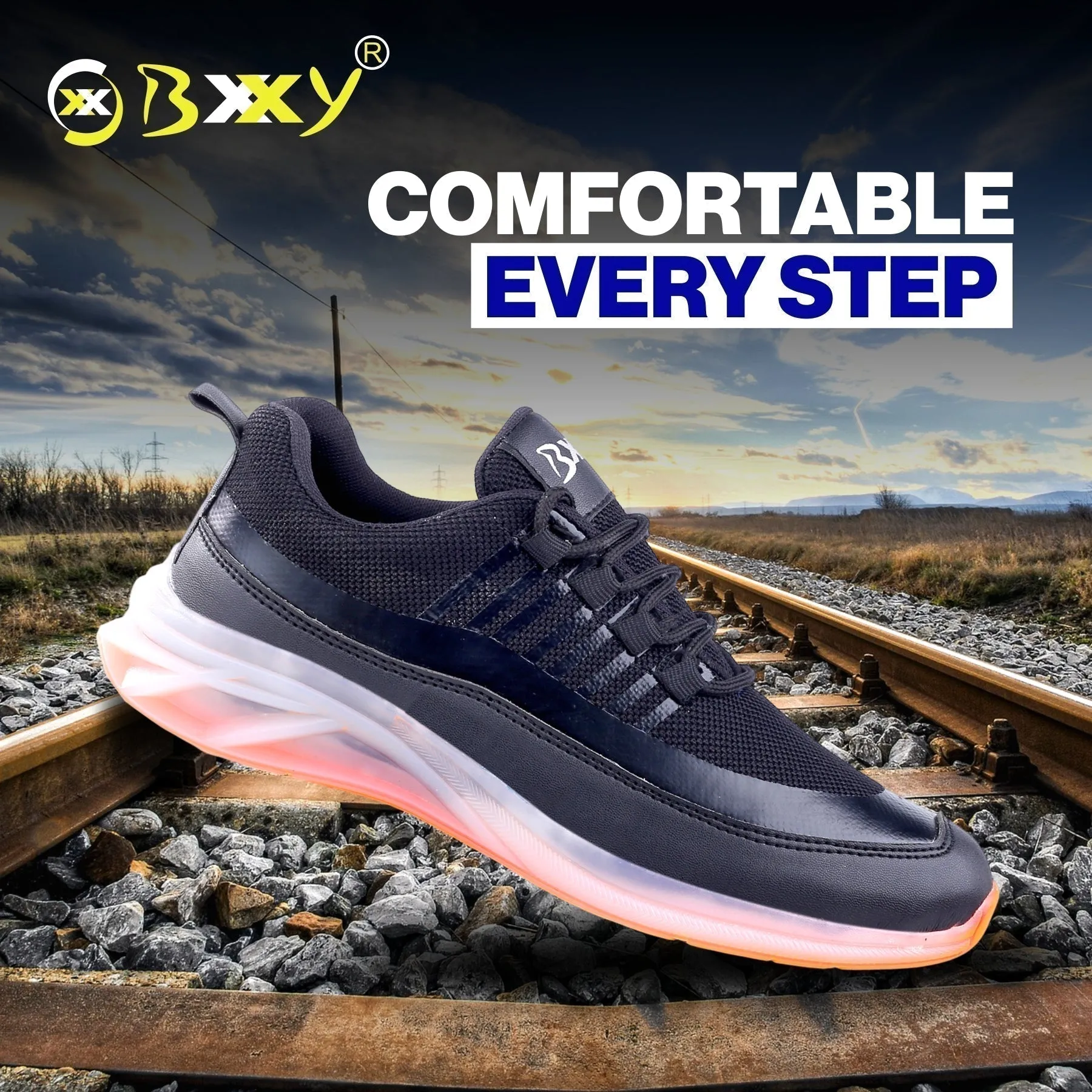 Bxxy's Trendiest Sports Walking Shoes For Men on Transparent Sole