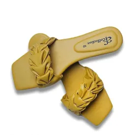 Classy women Sandals yellow|Girls Sandals For Party Wear|Flat Slippers|by slipperfeet