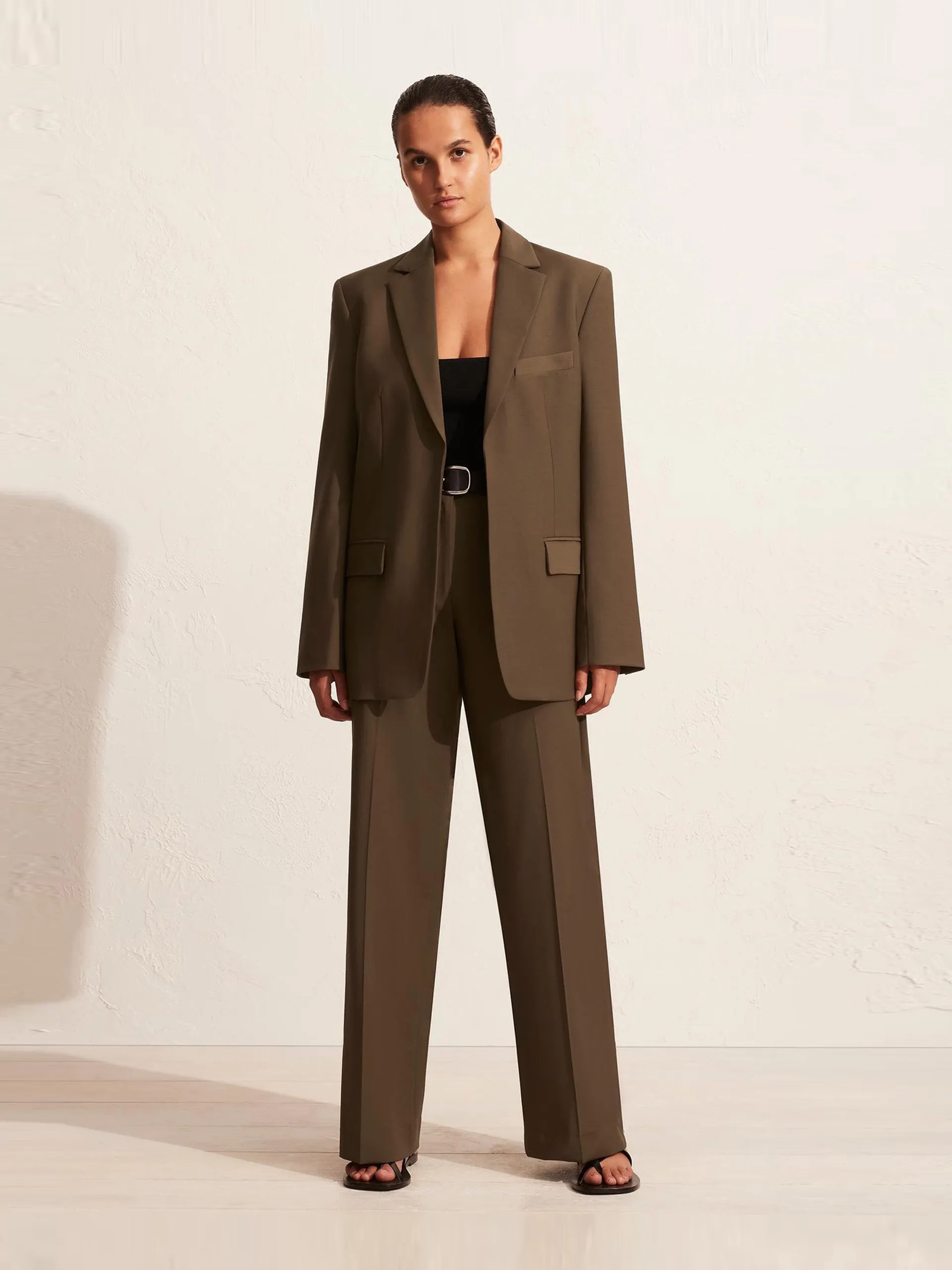 Coffee relaxed tailored trousers