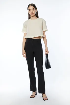 CROPPED TOP WITH FRINGED TRIMS