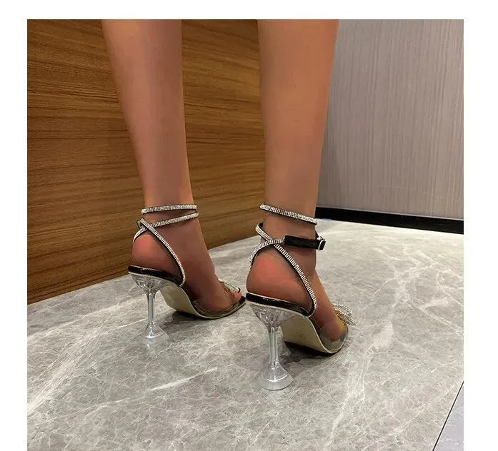 Crystal Shiny Bow Rhinestone Heels