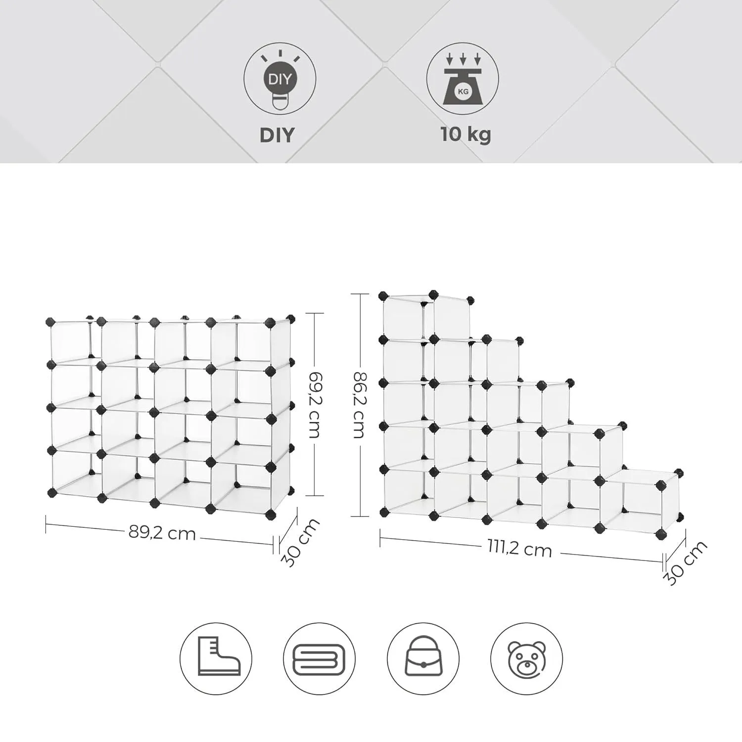 Customizable 15-Slot Storage Shelf, Sturdy, Expandable - SONGMICS