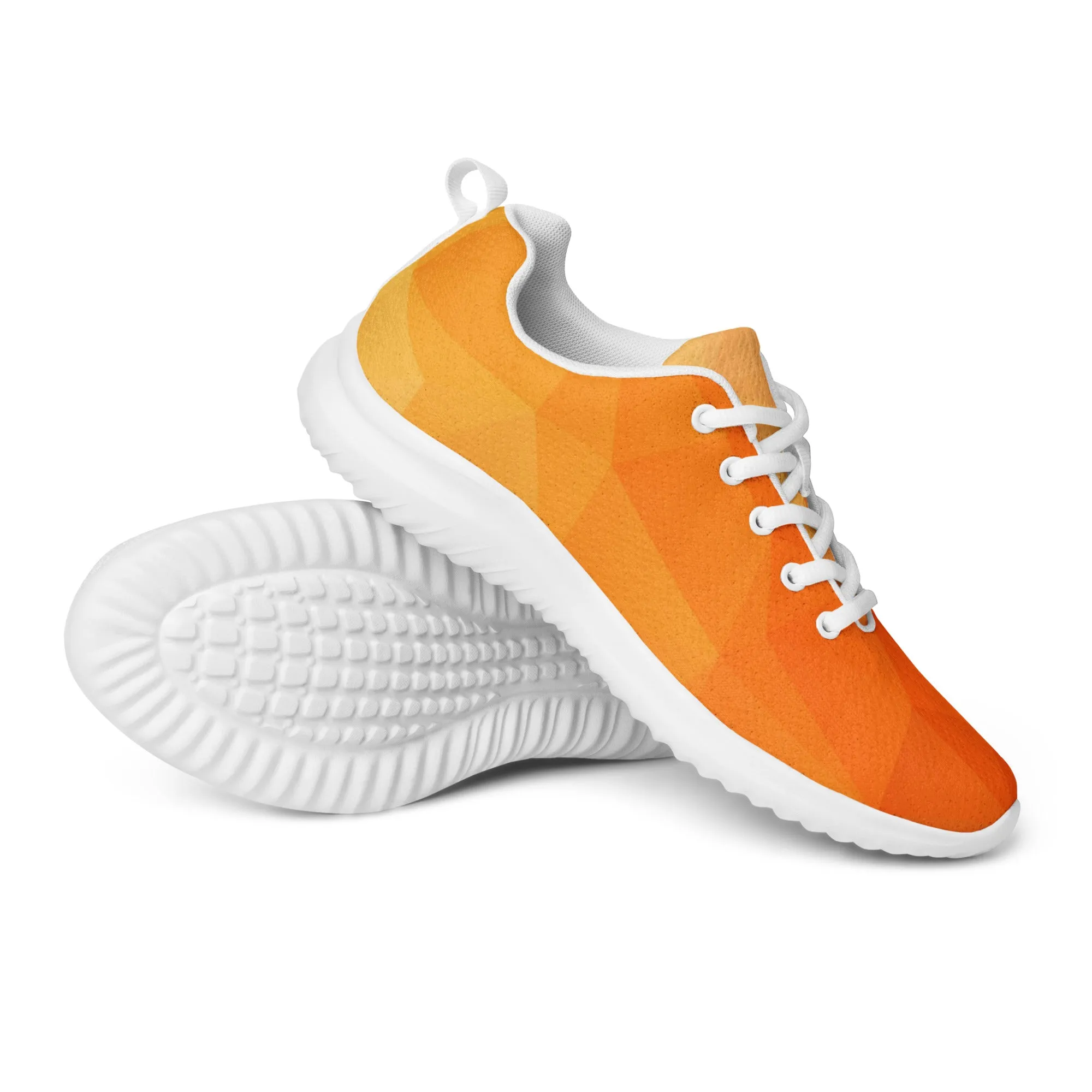 DASH Geo Orange Men’s Athletic Shoes Lightweight Breathable Design by IOBI Original Apparel