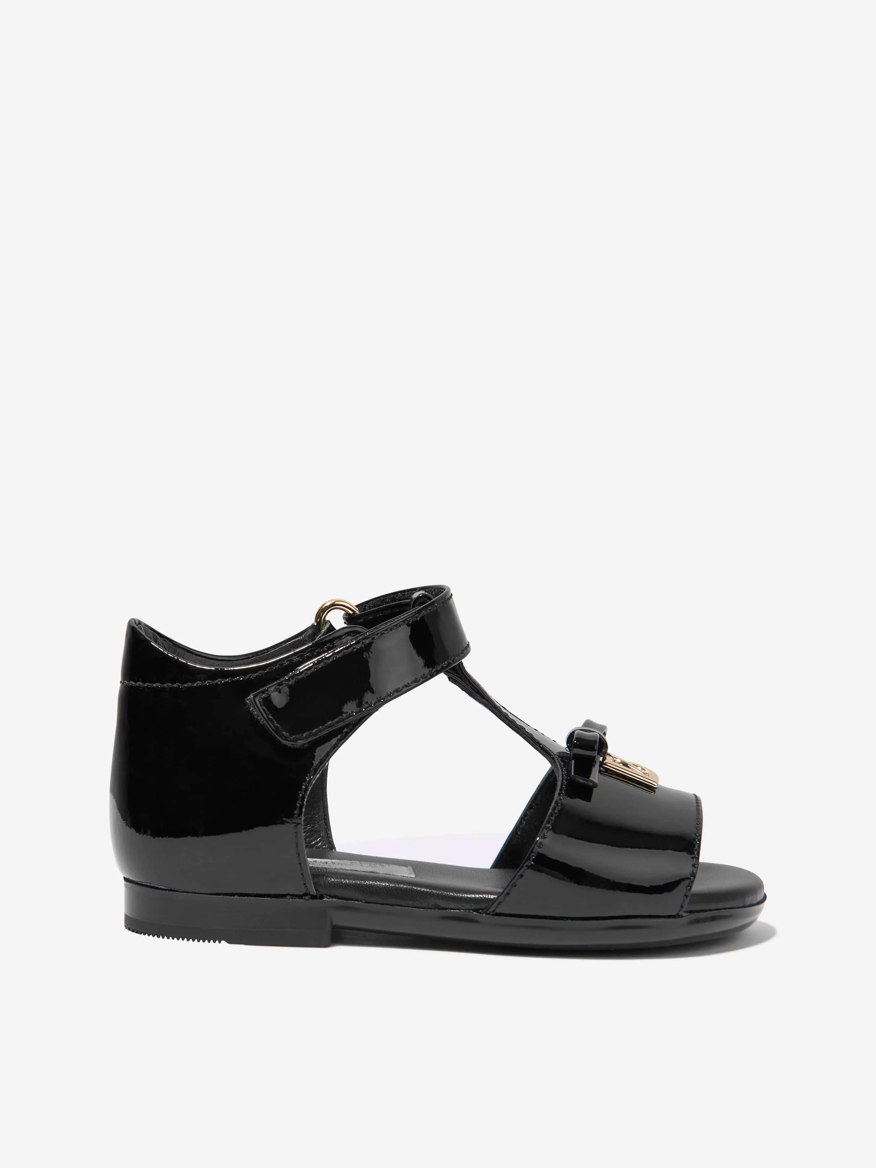 Dolce & Gabbana Girls Patent Leather Sandals in Black