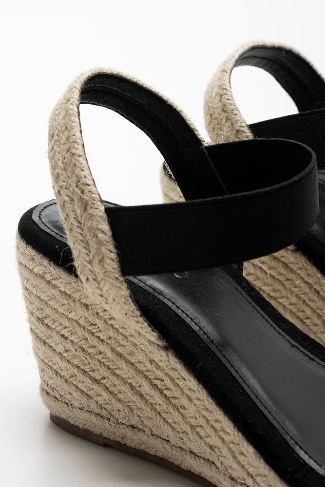 Elastic Espadrille Wedge Black