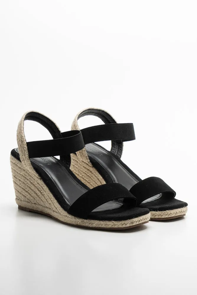 Elastic Espadrille Wedge Black