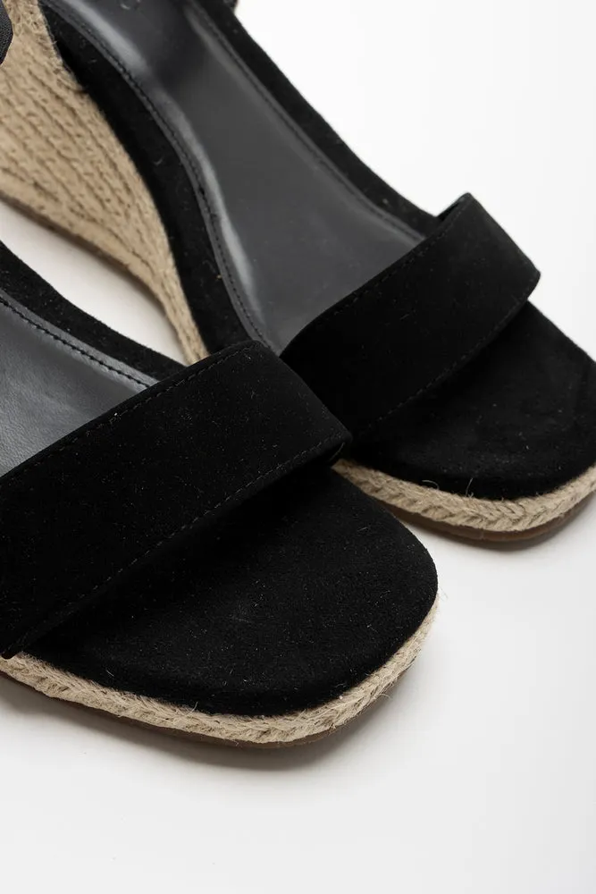 Elastic Espadrille Wedge Black