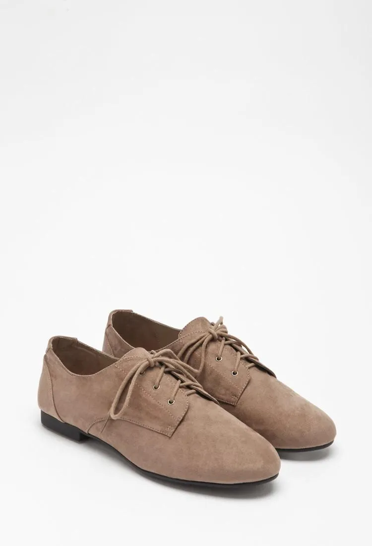 Faux Suede Oxfords Brown