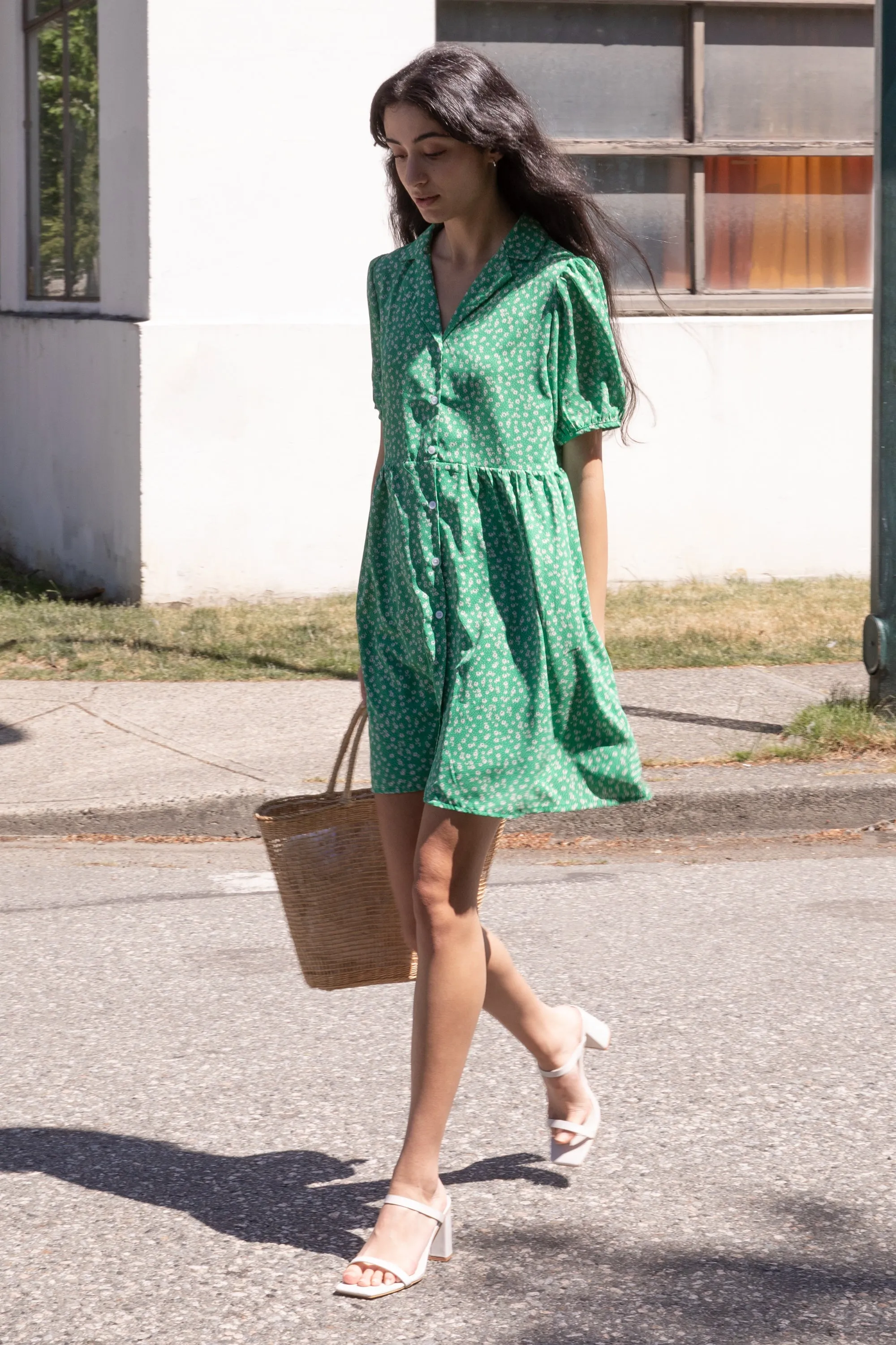 FLORAL BUTTON FRONT DRESS