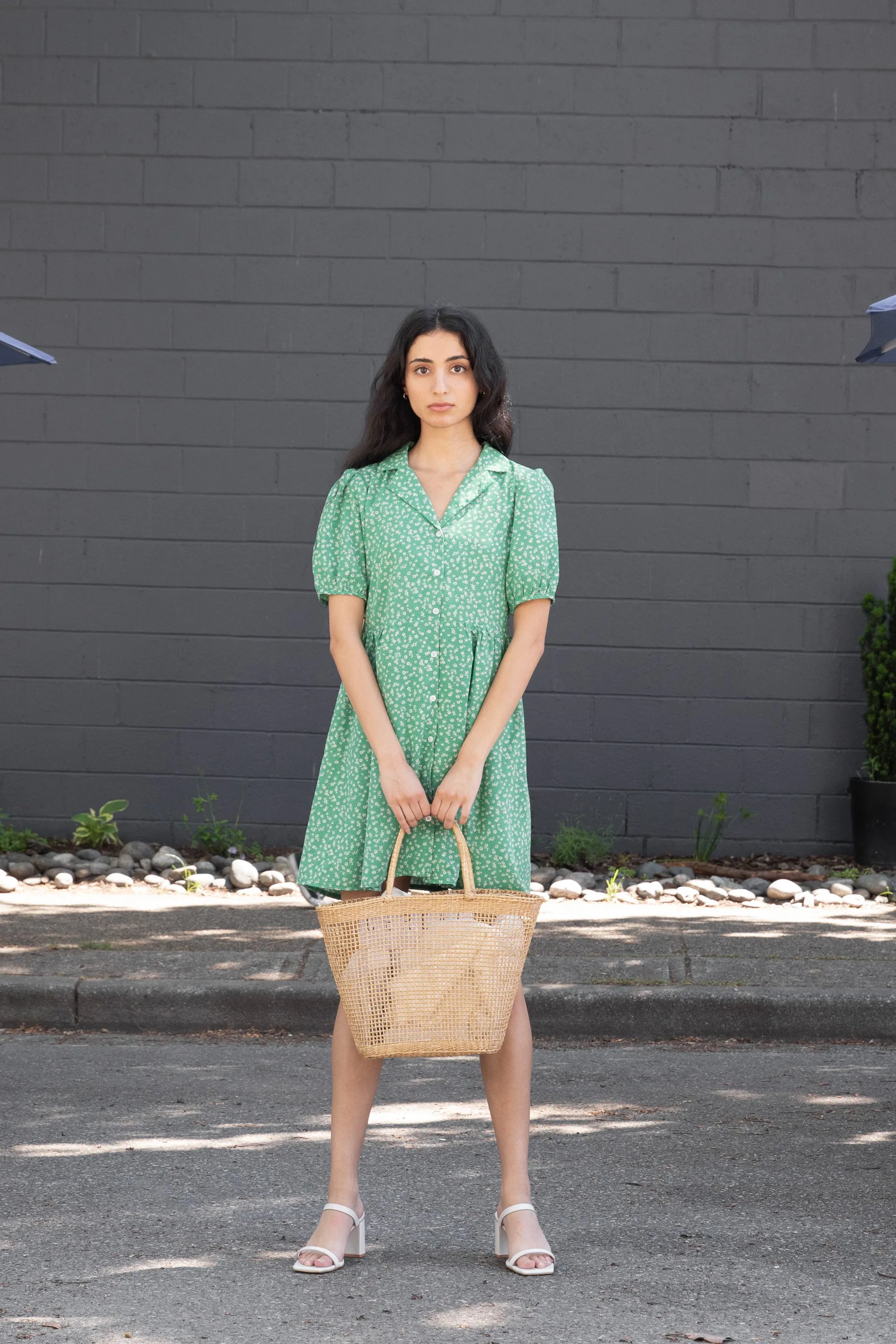 FLORAL BUTTON FRONT DRESS