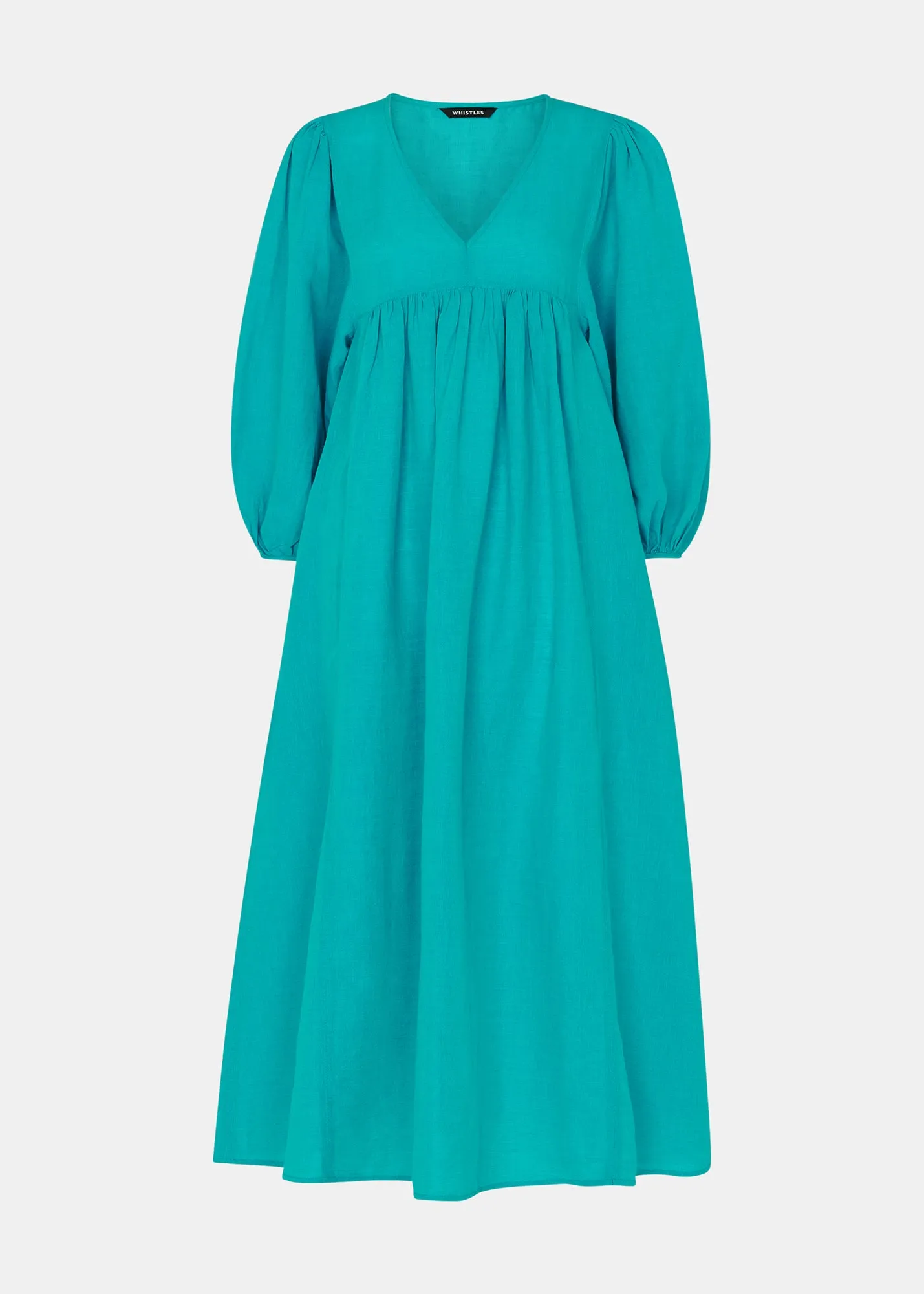 Gloria Linen Blend Dress - Turquoise