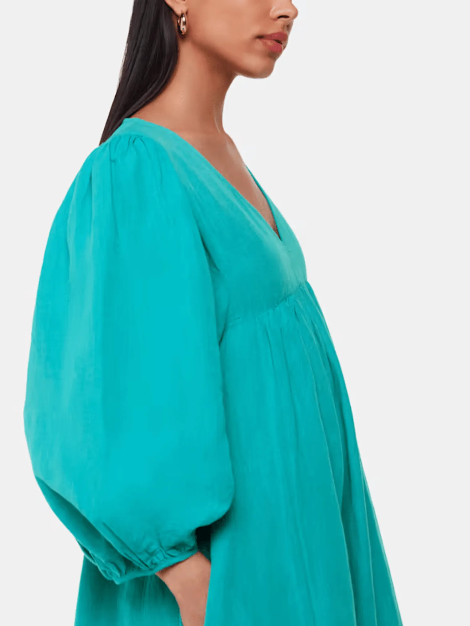 Gloria Linen Blend Dress - Turquoise