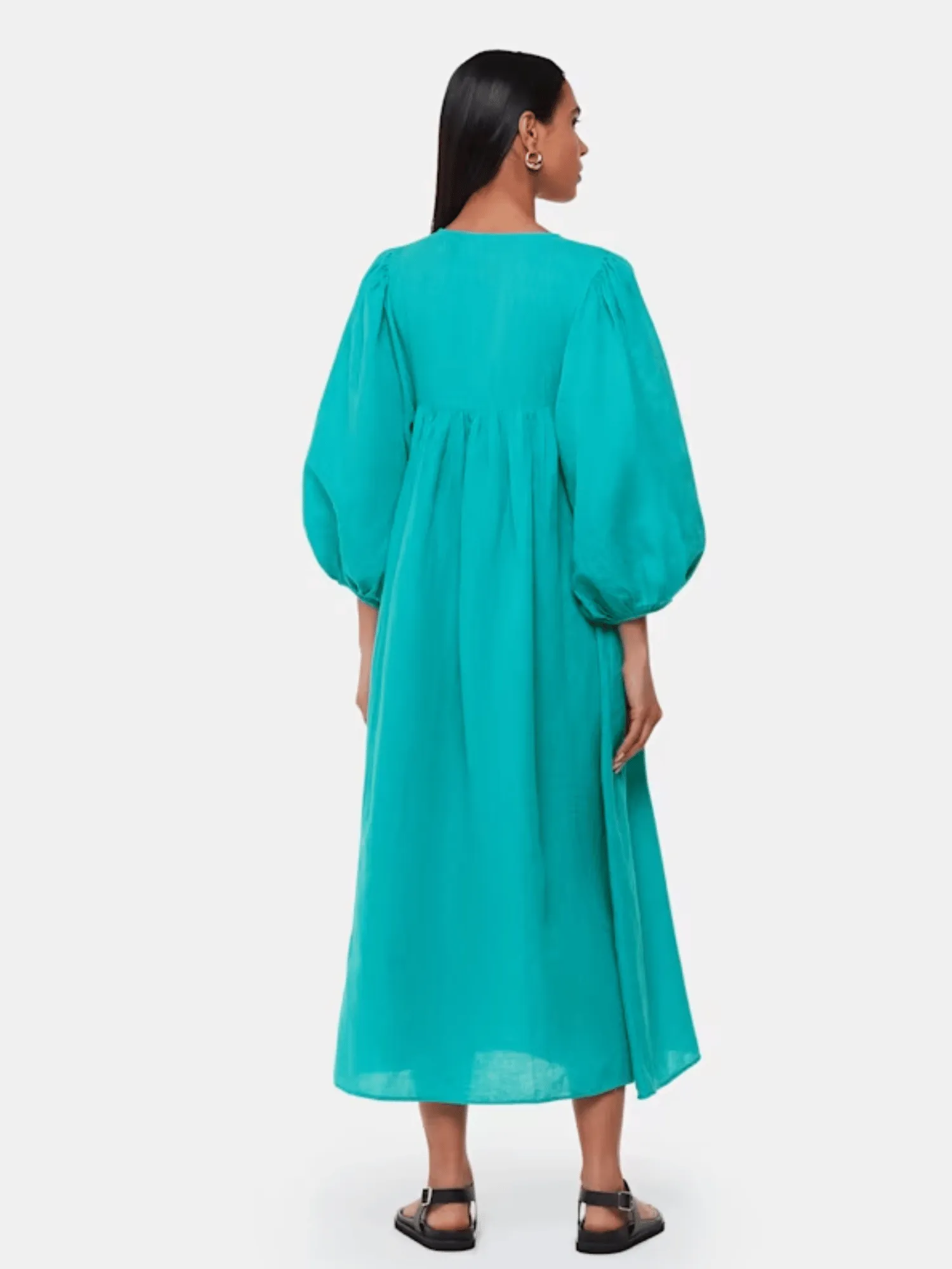 Gloria Linen Blend Dress - Turquoise