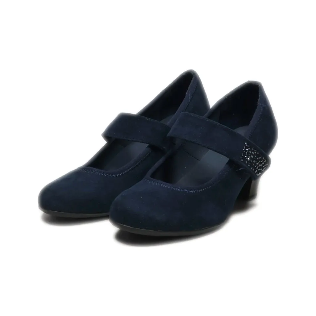 Graceland Mid-Heel Shoes Suede Blue Colour For Women