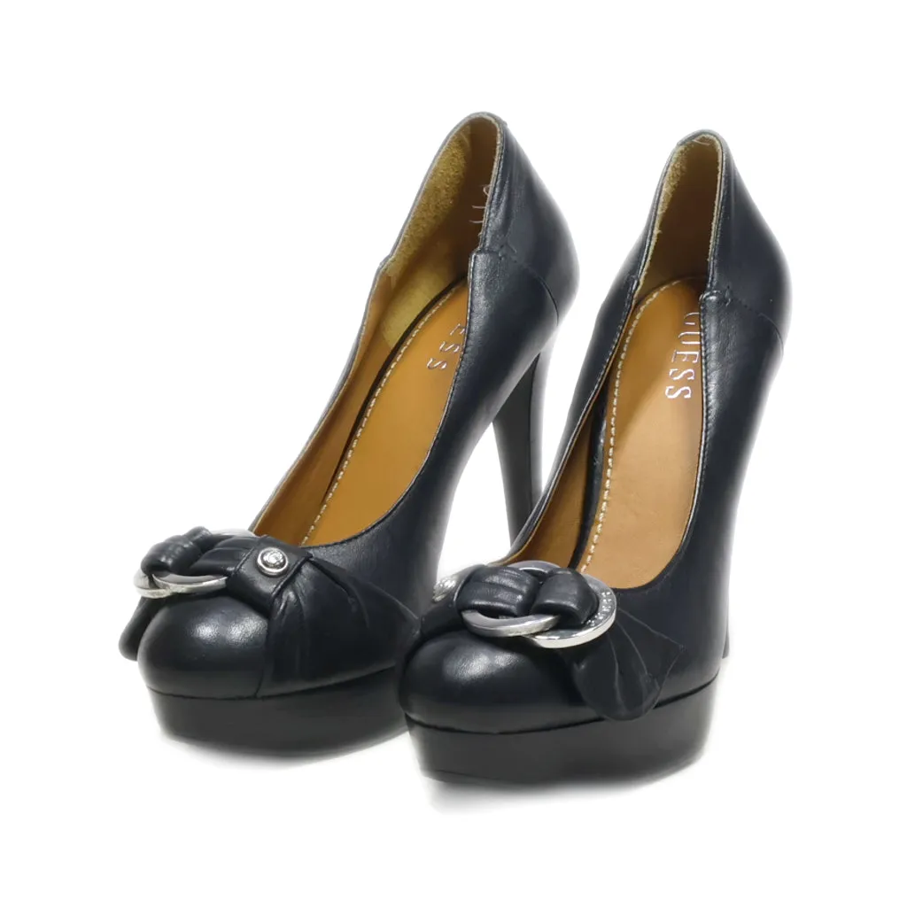 Guess Platform Shoes Leather Black Colour For Women