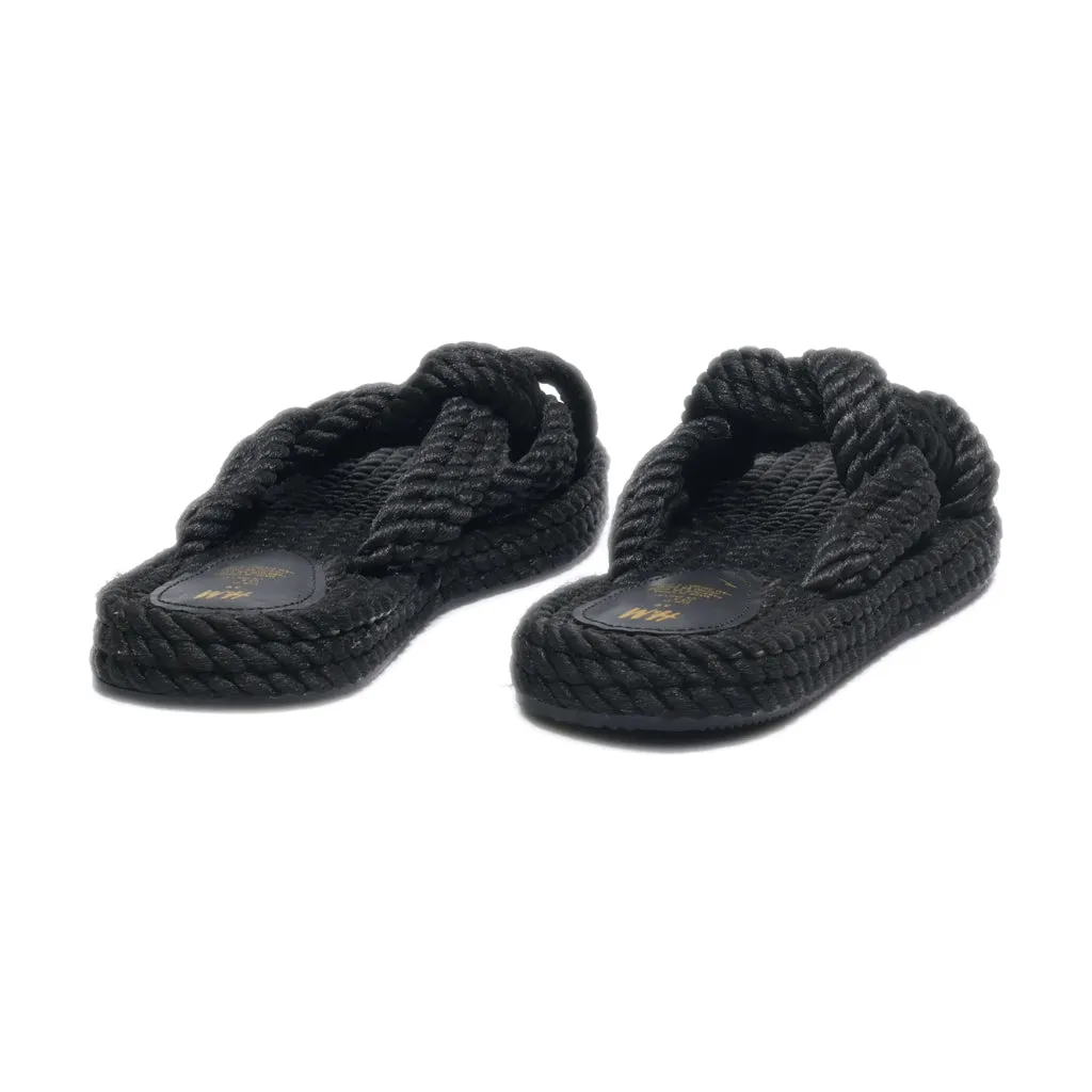 H&M Flat Sandals Leather Black Colour For Women