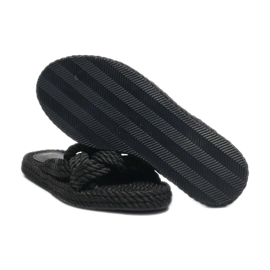 H&M Flat Sandals Leather Black Colour For Women