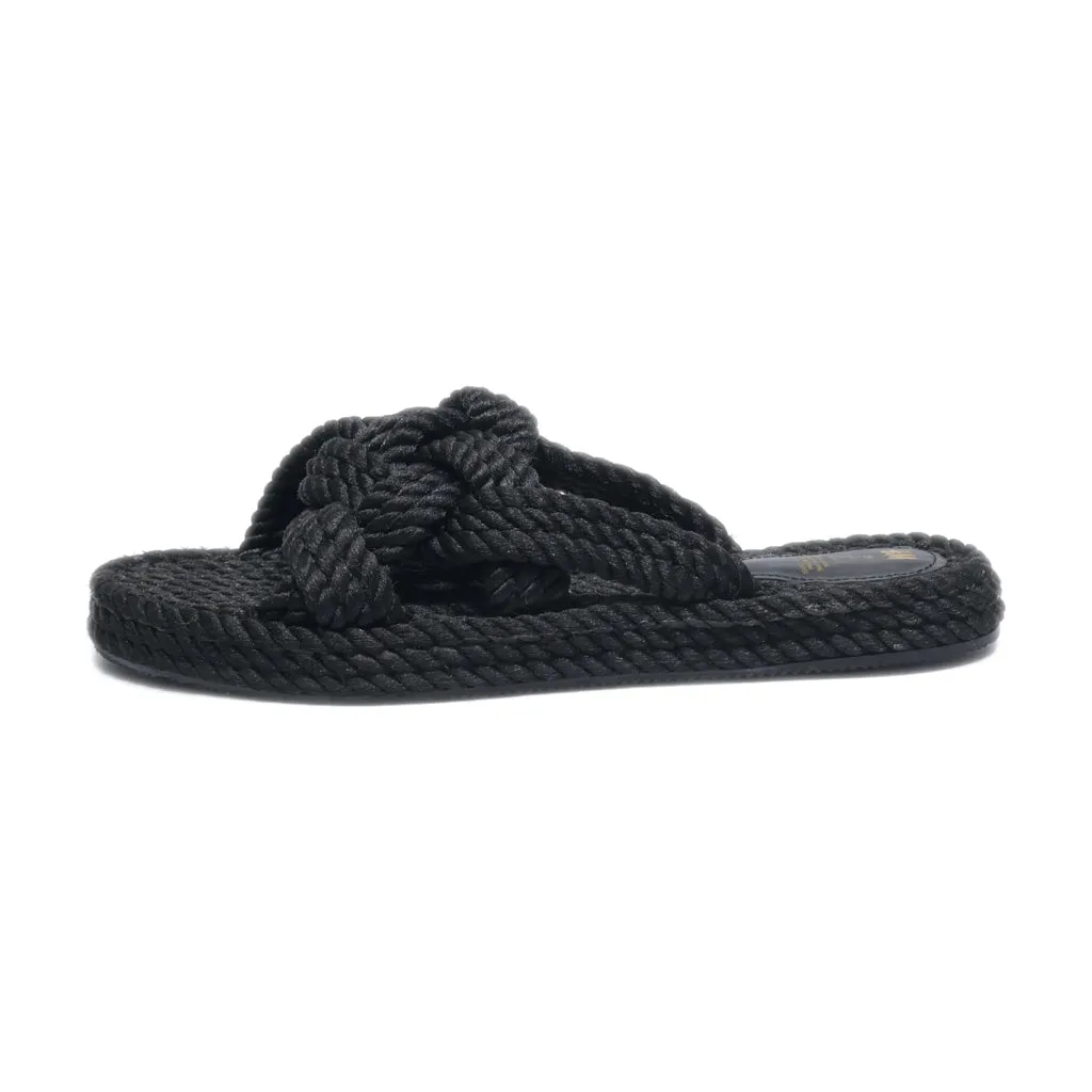 H&M Flat Sandals Leather Black Colour For Women