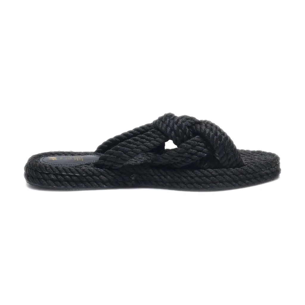 H&M Flat Sandals Leather Black Colour For Women