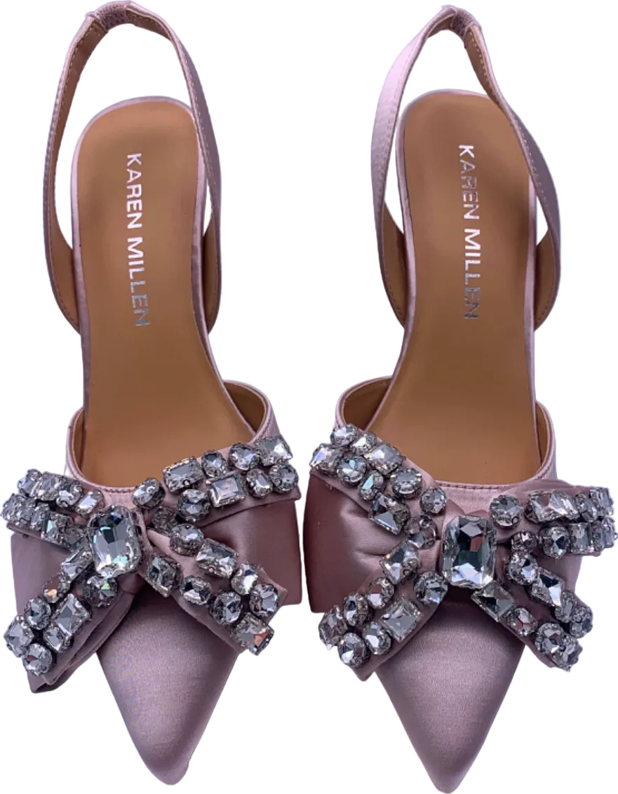 Karen Millen Pink Embellished Satin Heels 3/36