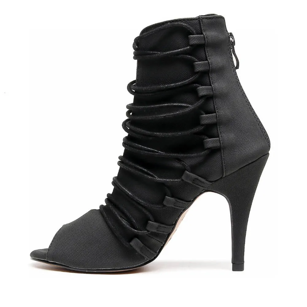 Karla - Black Corduroy - Suede Sole - Dance Floor Only