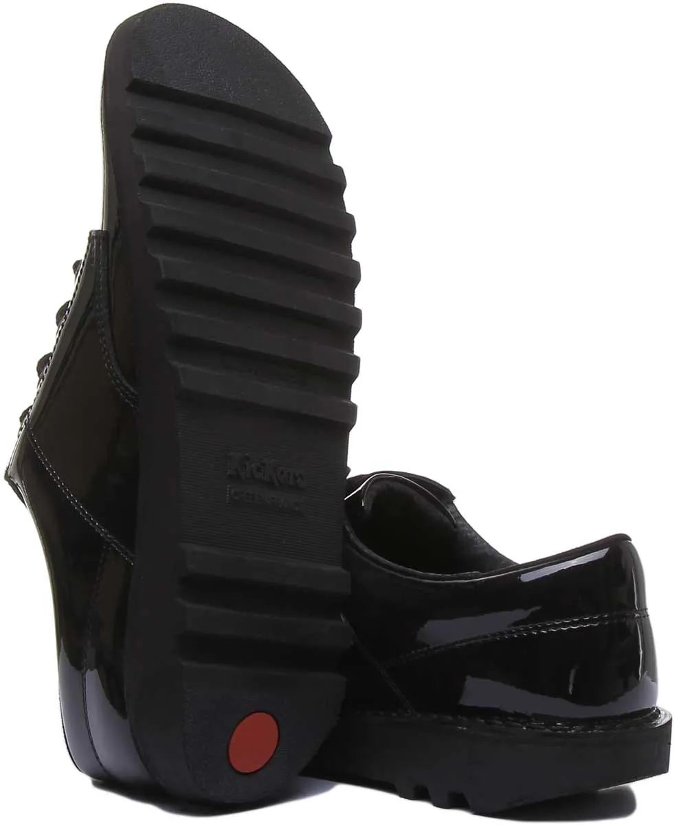 Kickers Kick Lo Core In Black Patent in Junior Size UK 3 - 6