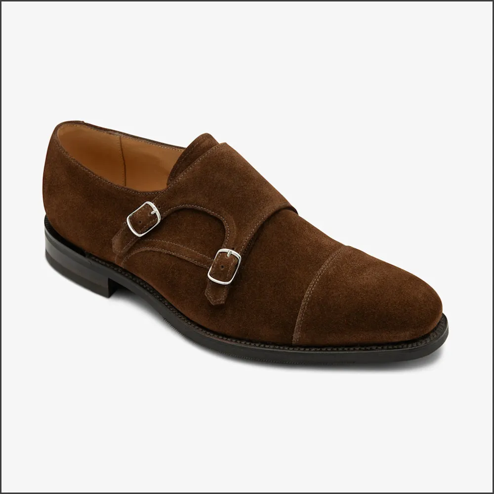 Loake Cannon Brown Suede Buckle Monk Shoe--