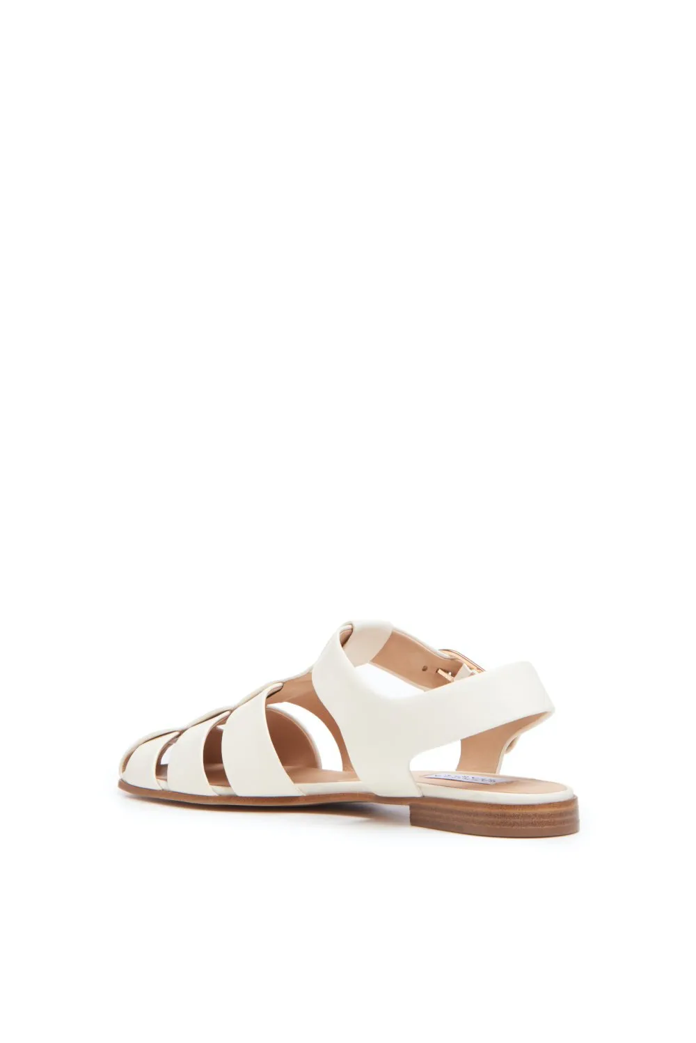 Lynn Flat Sandal in Cream Nappa Leather