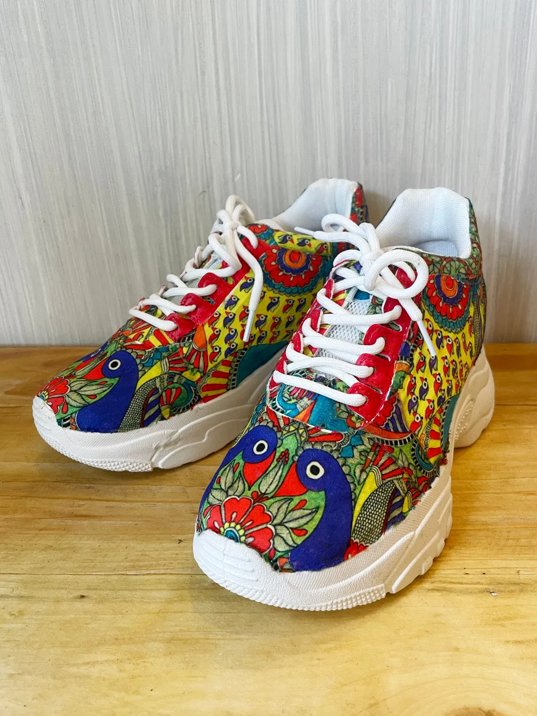 Madhubani Print Applique Work Sneakers