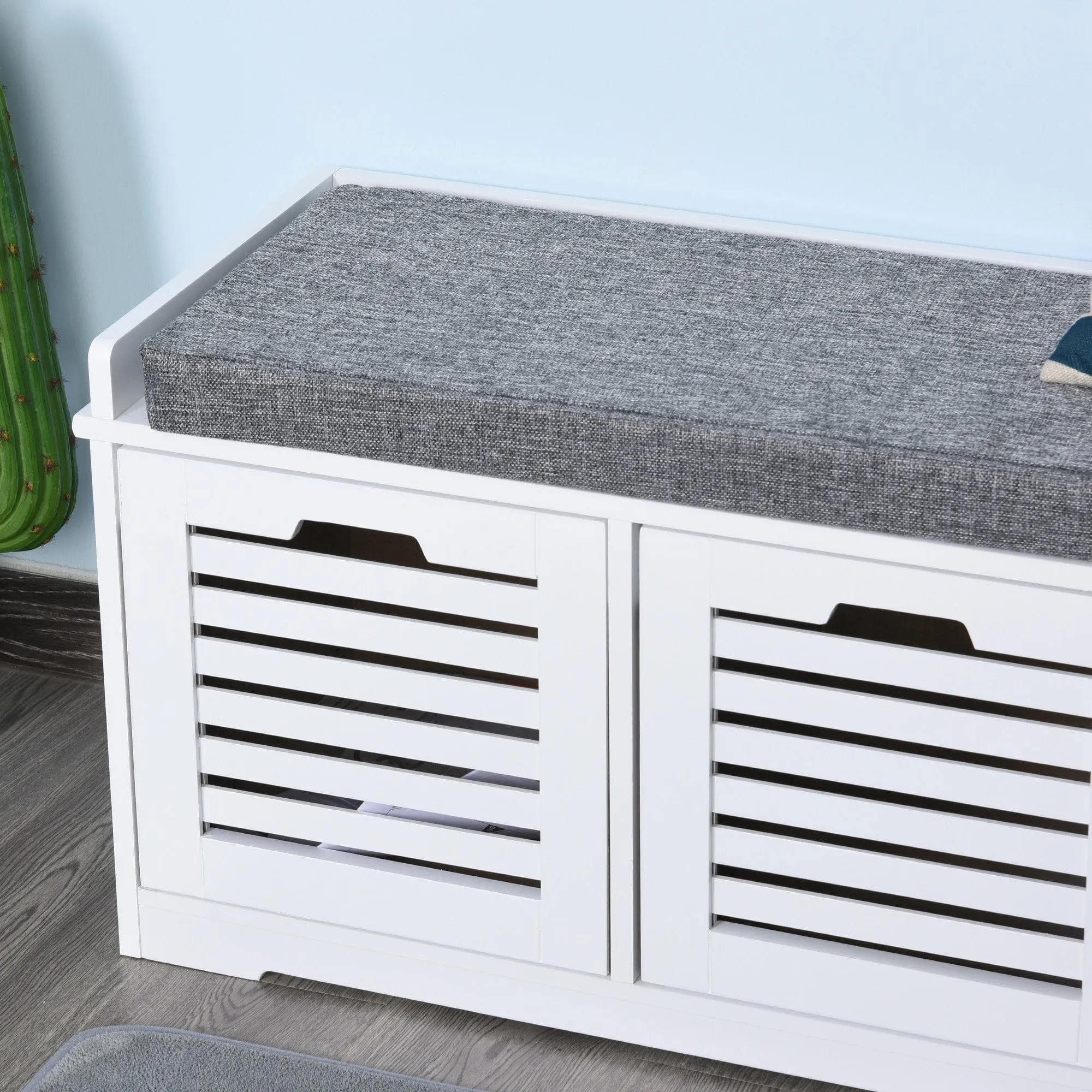 MDF Entryway 3-Drawer Shoe Bench White/Grey