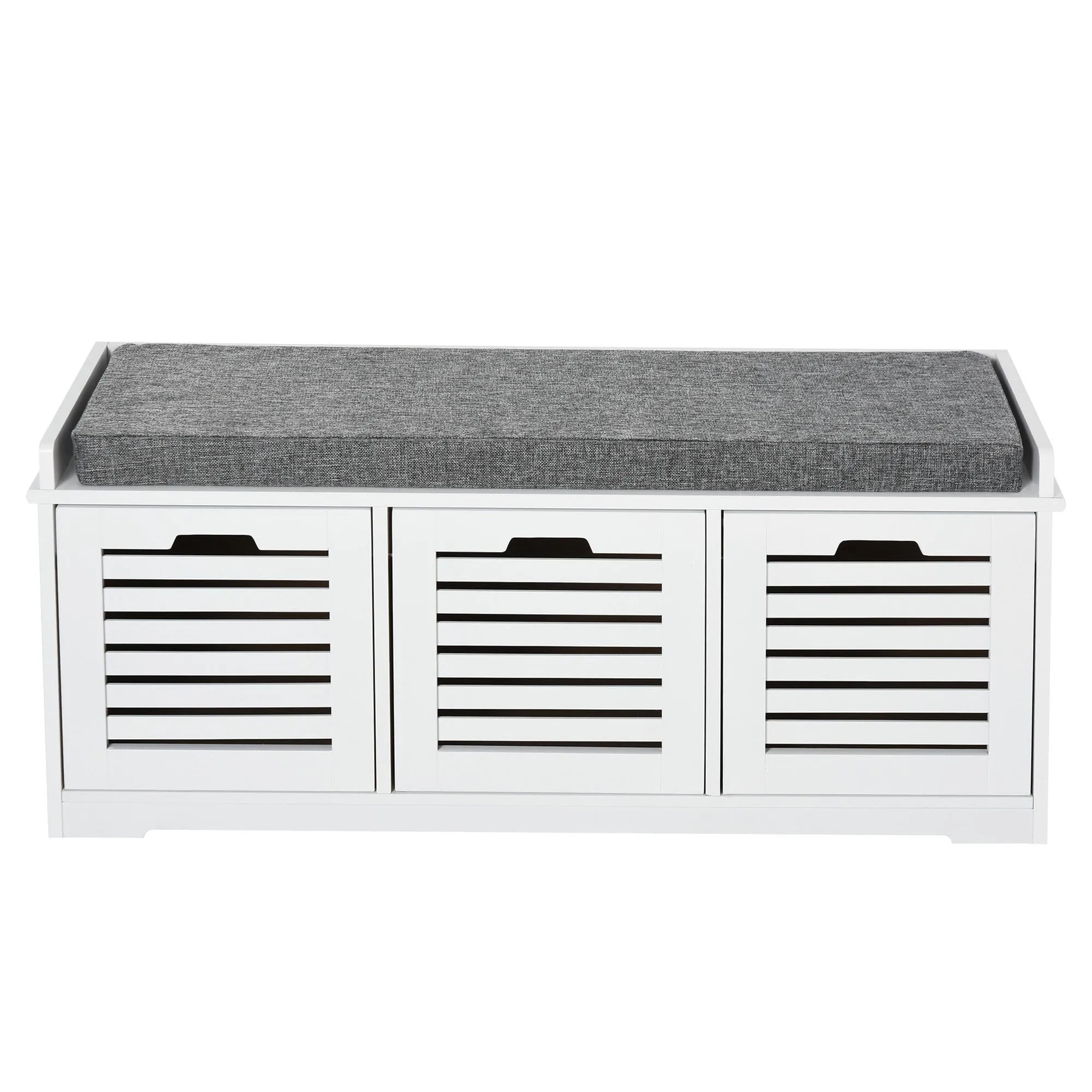 MDF Entryway 3-Drawer Shoe Bench White/Grey