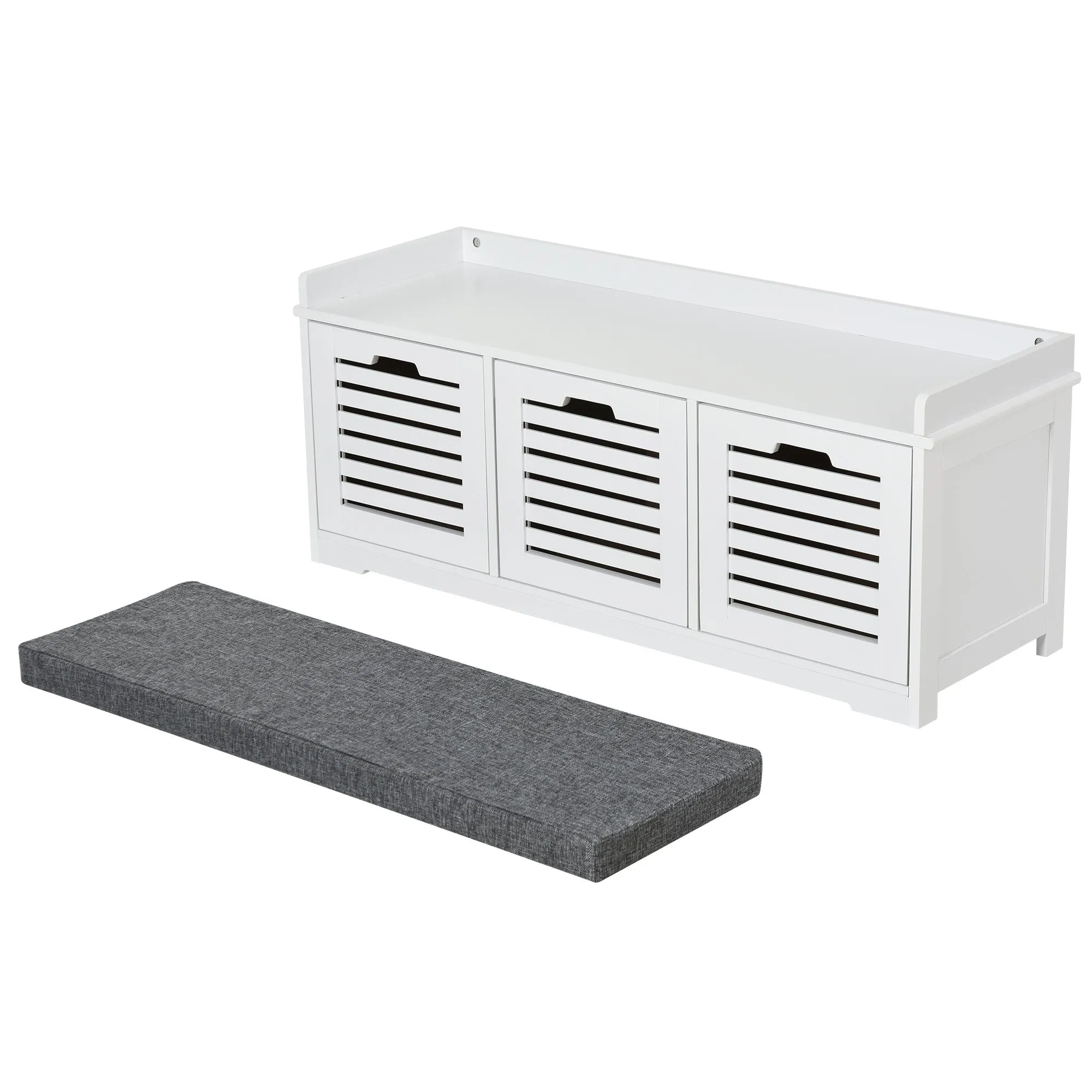 MDF Entryway 3-Drawer Shoe Bench White/Grey