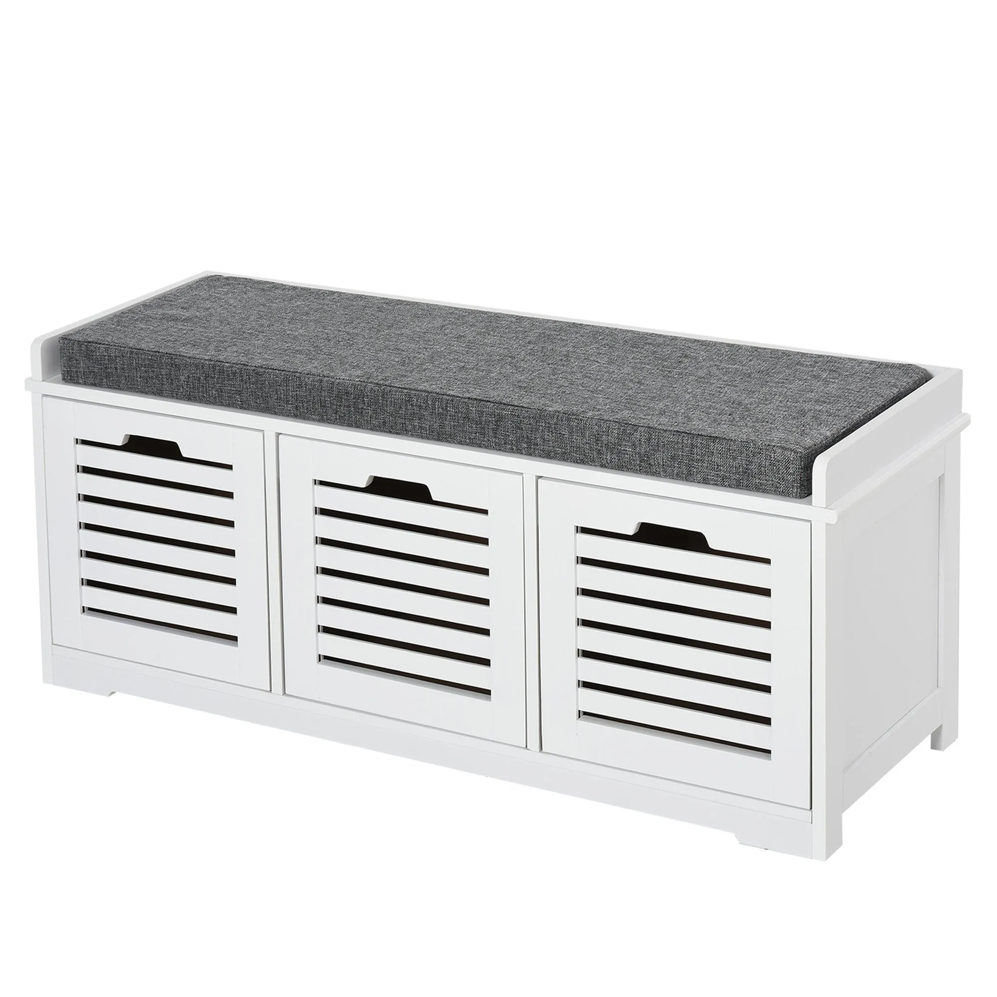 MDF Entryway 3-Drawer Shoe Bench White/Grey