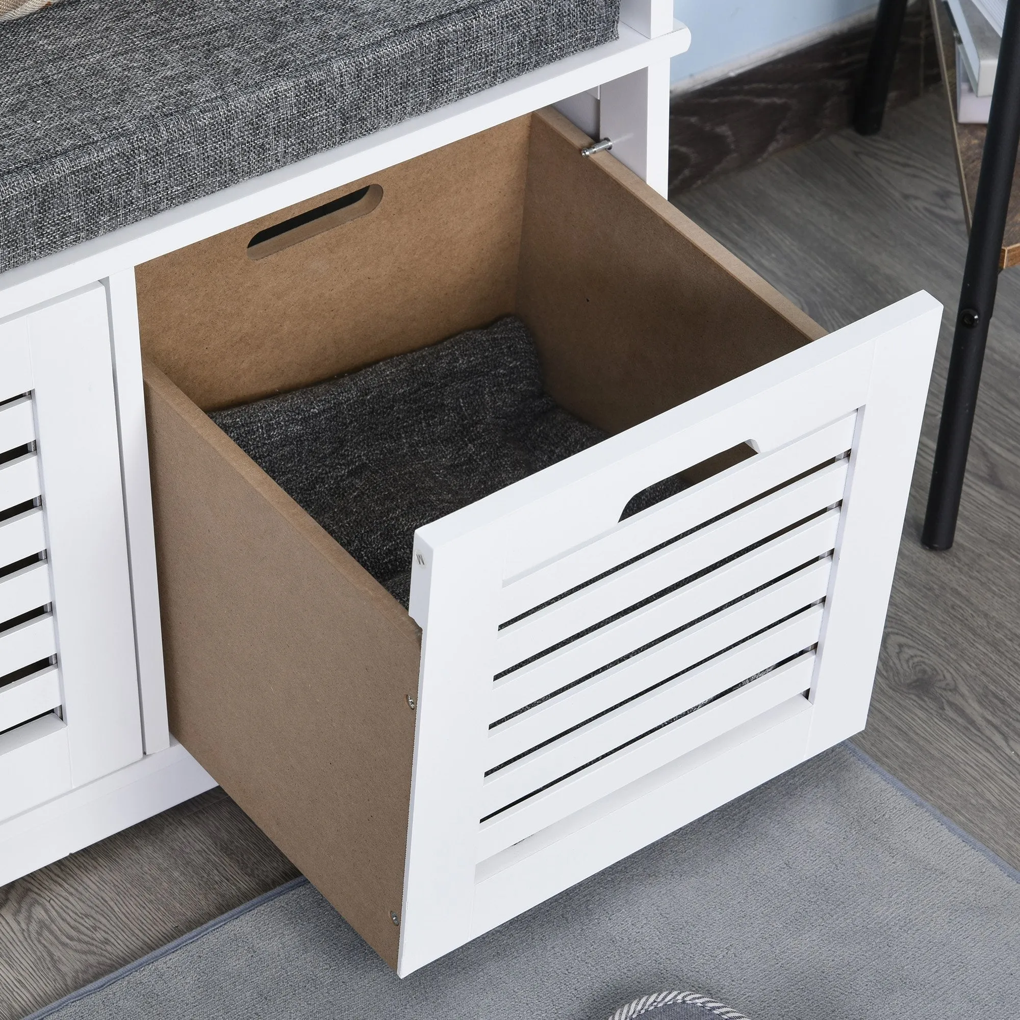 MDF Entryway 3-Drawer Shoe Bench White/Grey