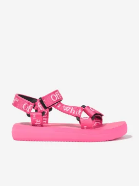 Off-White Girls Bookish Logo Band Trek Sandals in Pink