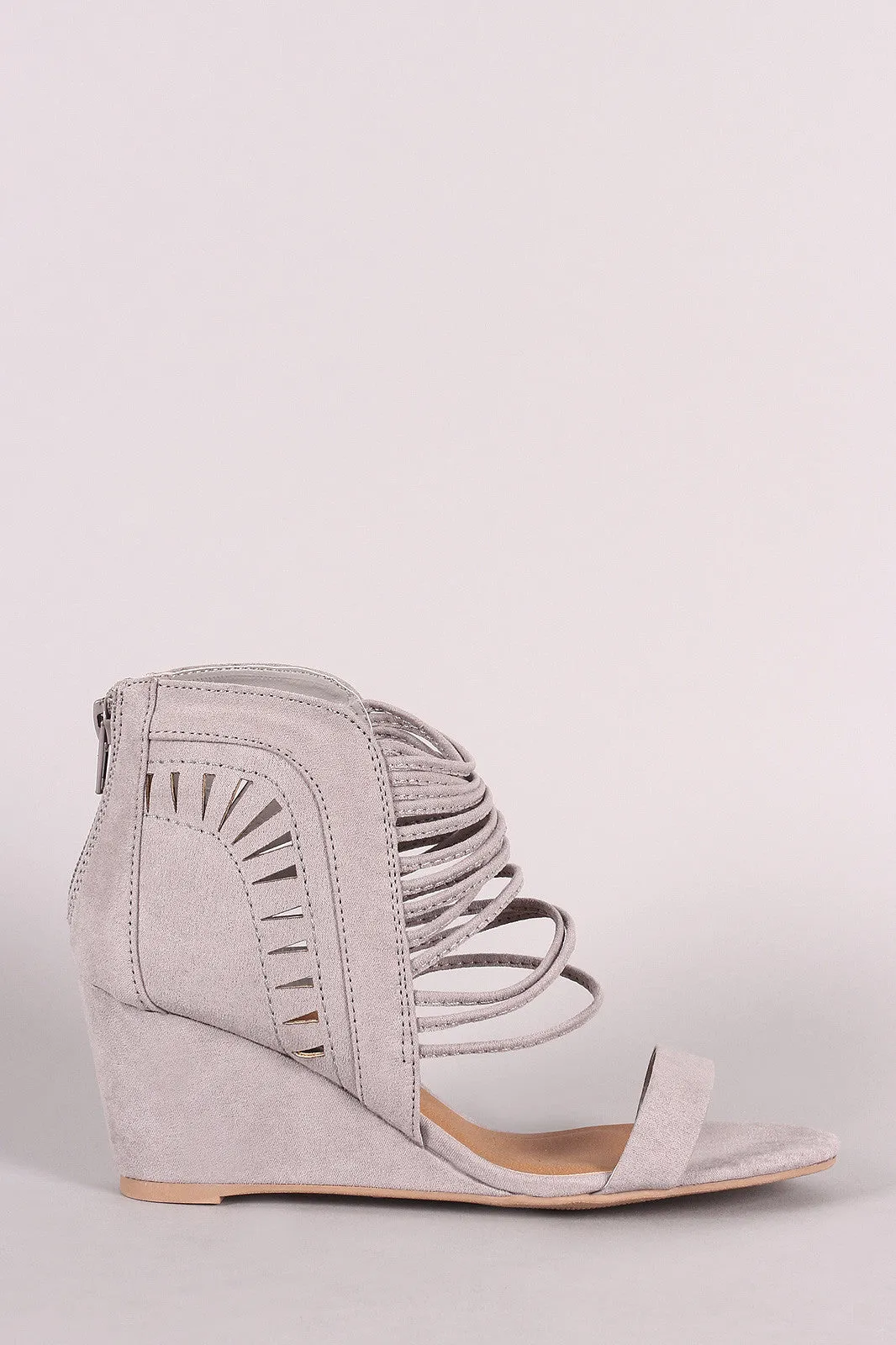 Qupid Ankle Cage Wedge Sandal