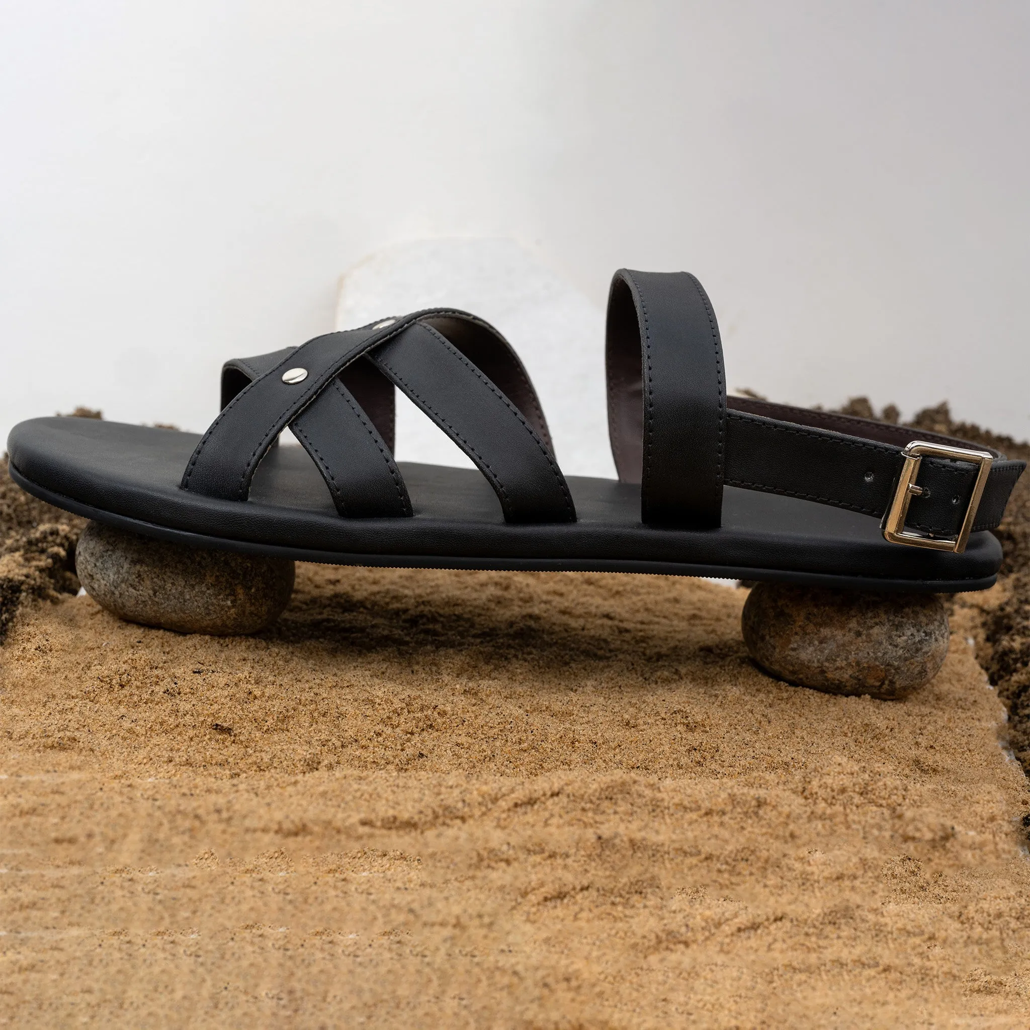 Ray Crossover Vegan Leather Black Men Sandals