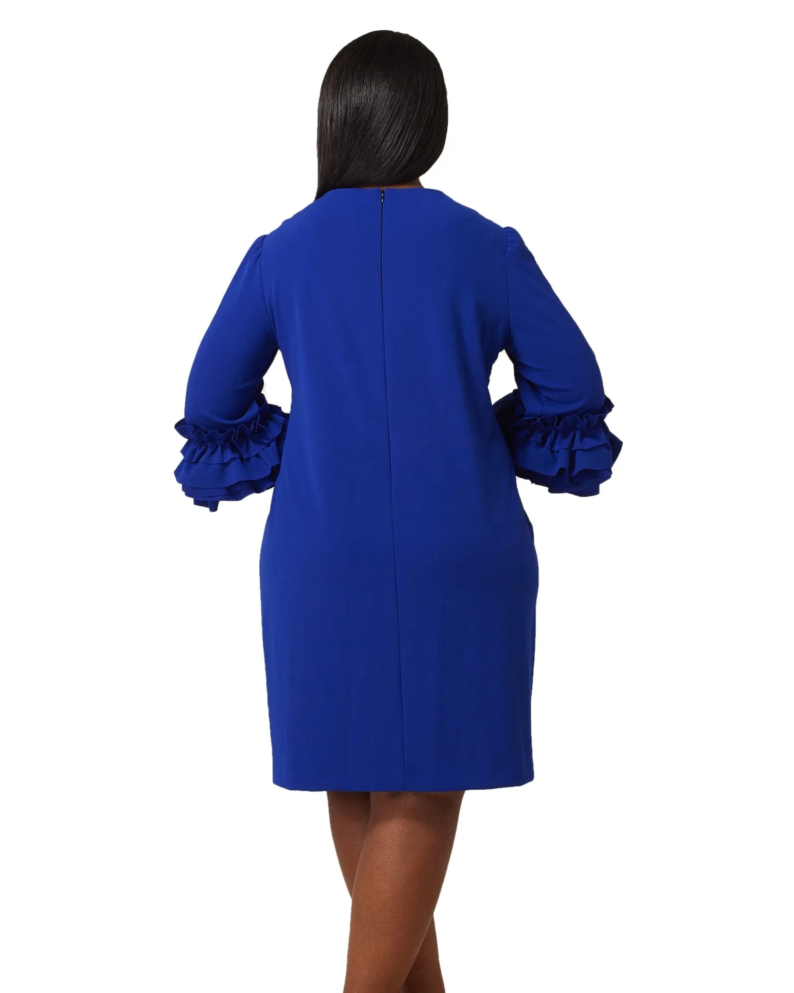 Ruffle Sleeve Sheath Dress | Royal Blue