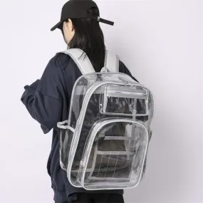 Sohiwoo Women Large Capacity Transparent Backpack Waterproof Dirt-proof Bag All-Match Rucksack Versatile Clear Bookbag