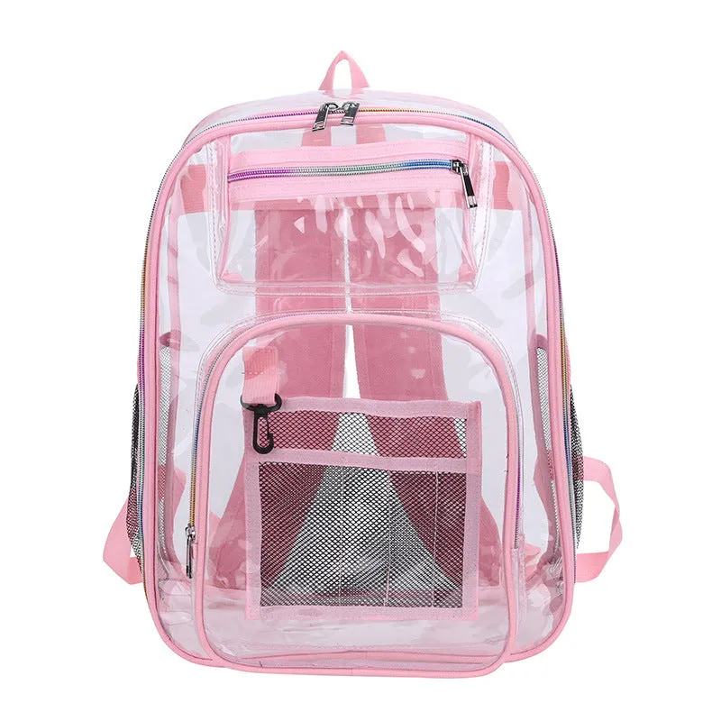 Sohiwoo Women Large Capacity Transparent Backpack Waterproof Dirt-proof Bag All-Match Rucksack Versatile Clear Bookbag