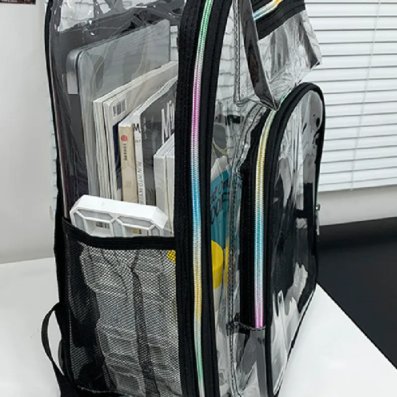 Sohiwoo Women Large Capacity Transparent Backpack Waterproof Dirt-proof Bag All-Match Rucksack Versatile Clear Bookbag