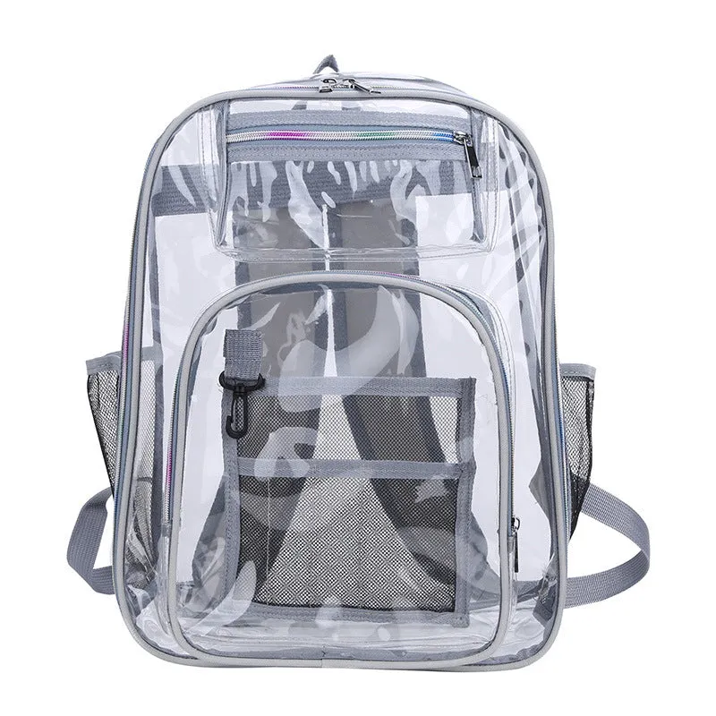 Sohiwoo Women Large Capacity Transparent Backpack Waterproof Dirt-proof Bag All-Match Rucksack Versatile Clear Bookbag