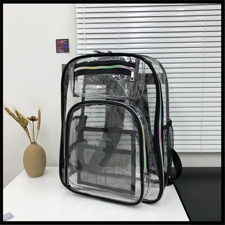 Sohiwoo Women Large Capacity Transparent Backpack Waterproof Dirt-proof Bag All-Match Rucksack Versatile Clear Bookbag