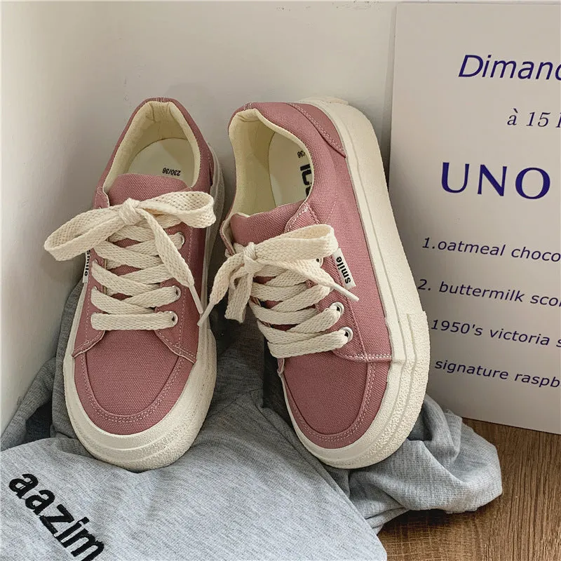 Spring White Female Breathable Preppy Style Canvas Shoes