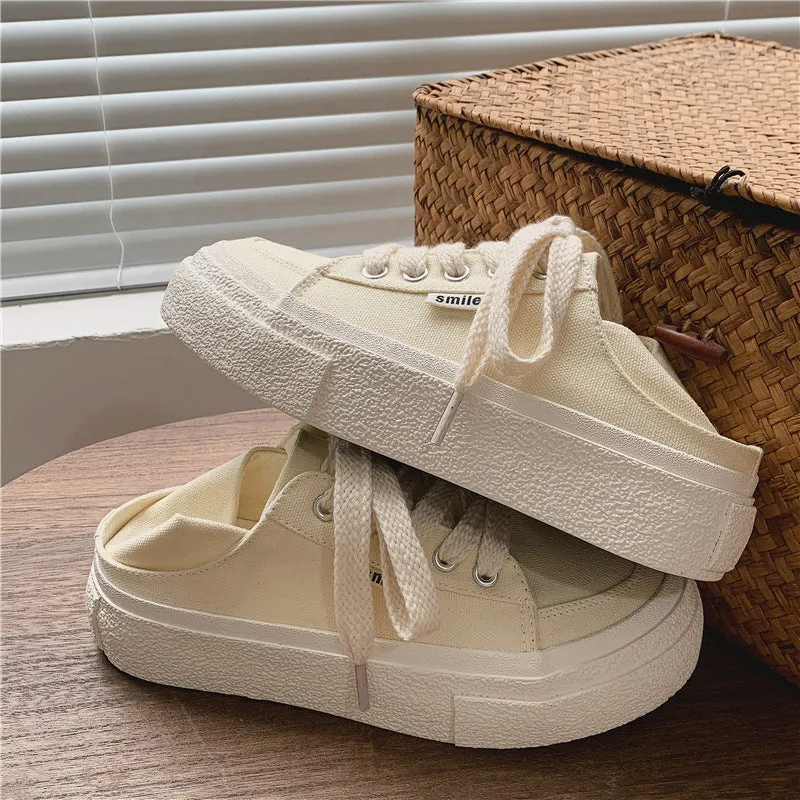 Spring White Female Breathable Preppy Style Canvas Shoes